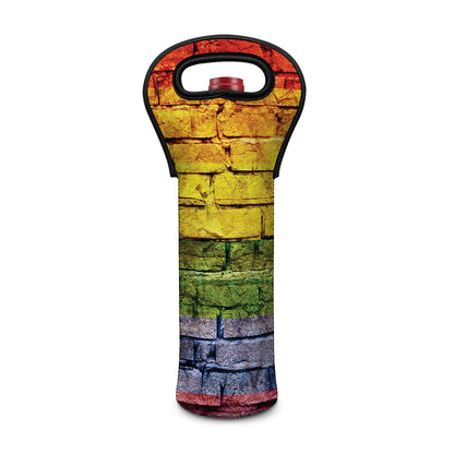 LGBT Pride Rainbow Brick Wall Print Single Neoprene Wine Tote
