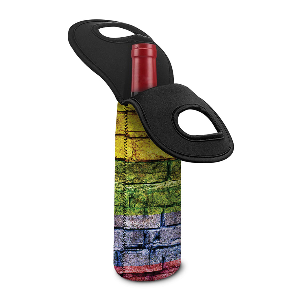 LGBT Pride Rainbow Brick Wall Print Single Neoprene Wine Tote