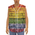 LGBT Pride Rainbow Brick Wall Print Sleeveless Baseball Jersey