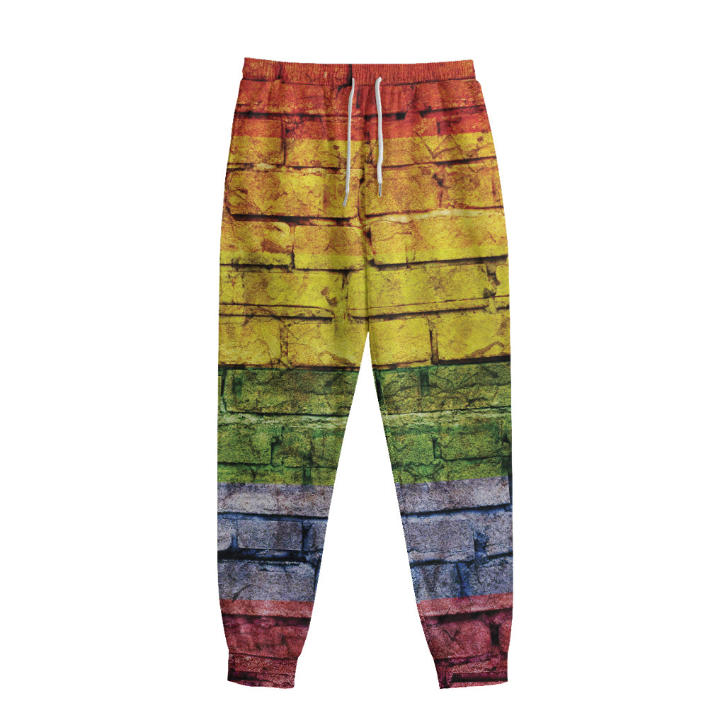 LGBT Pride Rainbow Brick Wall Print Sweatpants