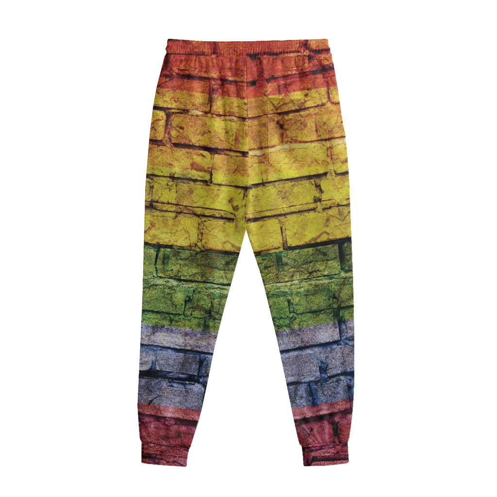 LGBT Pride Rainbow Brick Wall Print Sweatpants