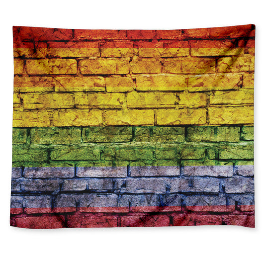 LGBT Pride Rainbow Brick Wall Print Tapestry