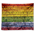LGBT Pride Rainbow Brick Wall Print Tapestry