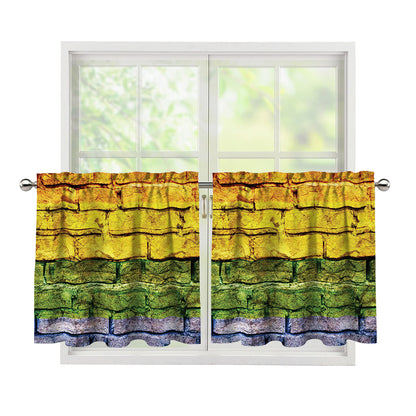 LGBT Pride Rainbow Brick Wall Print Tier Curtains
