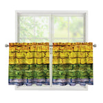 LGBT Pride Rainbow Brick Wall Print Tier Curtains