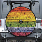 LGBT Pride Rainbow Brick Wall Print Tire Cover With Camera Hole