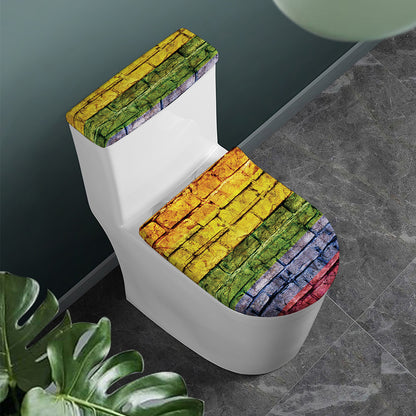 LGBT Pride Rainbow Brick Wall Print Toilet Lid And Tank Cover Set