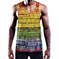 LGBT Pride Rainbow Brick Wall Print Men's Workout Tank Top