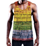 LGBT Pride Rainbow Brick Wall Print Training Tank Top
