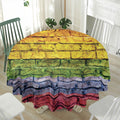 LGBT Pride Rainbow Brick Wall Print Waterproof Round Tablecloth