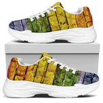 LGBT Pride Rainbow Brick Wall Print White Chunky Shoes