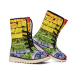 LGBT Pride Rainbow Brick Wall Print Winter Boots