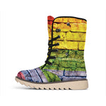 LGBT Pride Rainbow Brick Wall Print Winter Boots