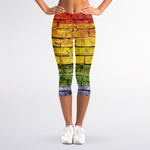 LGBT Pride Rainbow Brick Wall Print Women's Capri Leggings
