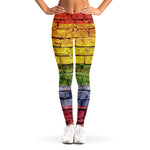 LGBT Pride Rainbow Brick Wall Print Women's Leggings