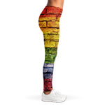 LGBT Pride Rainbow Brick Wall Print Women's Leggings