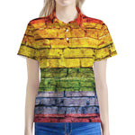 LGBT Pride Rainbow Brick Wall Print Women's Polo Shirt