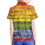 LGBT Pride Rainbow Brick Wall Print Women's Polo Shirt
