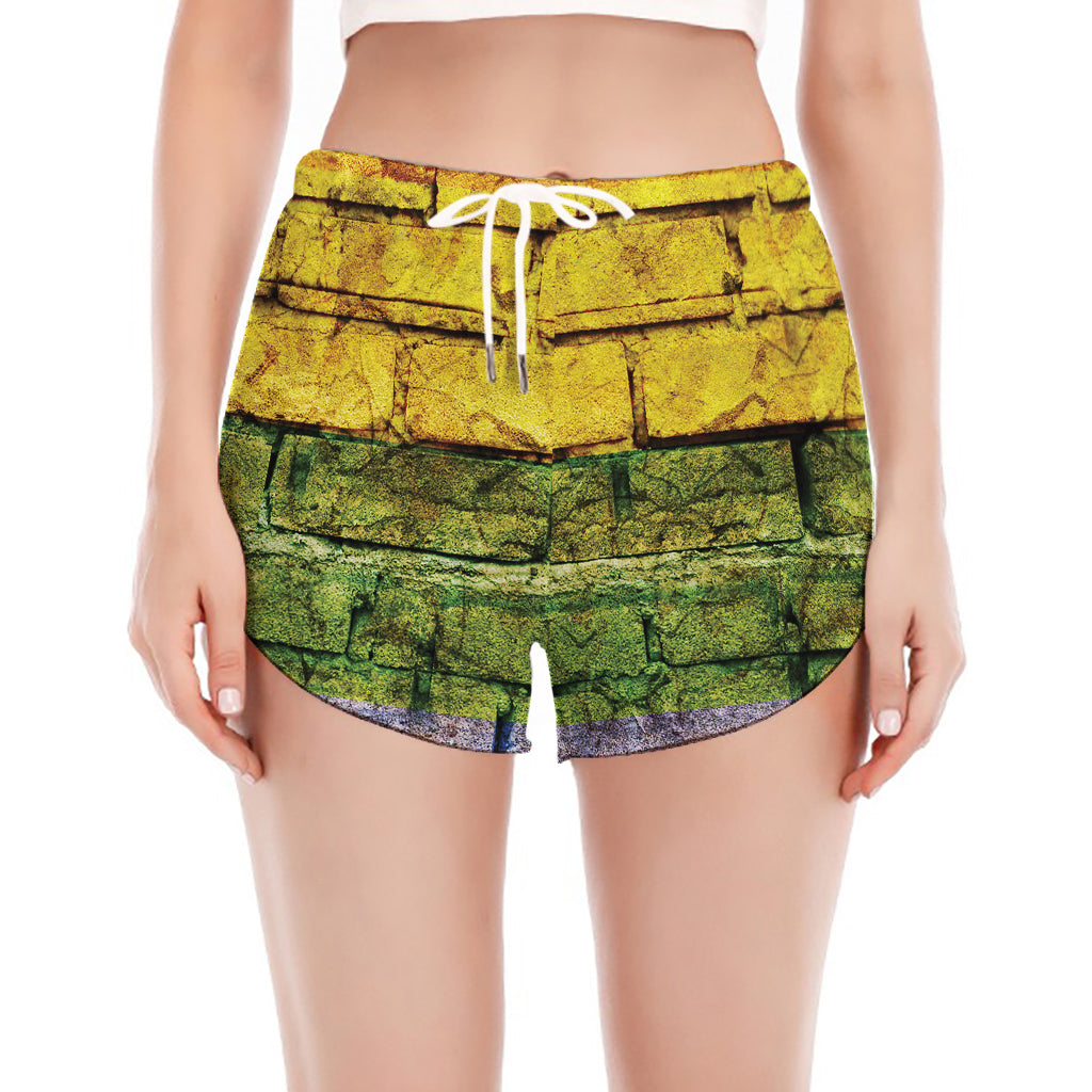 LGBT Pride Rainbow Brick Wall Print Women's Split Running Shorts