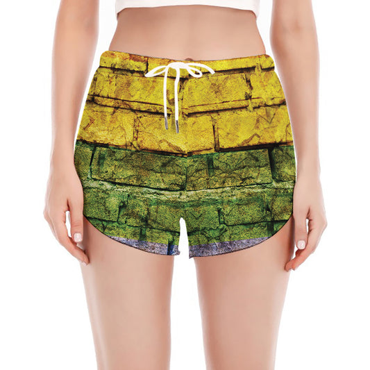 LGBT Pride Rainbow Brick Wall Print Women's Split Running Shorts