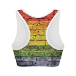 LGBT Pride Rainbow Brick Wall Print Women's Sports Bra