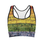 LGBT Pride Rainbow Brick Wall Print Women's Sports Bra