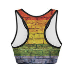 LGBT Pride Rainbow Brick Wall Print Women's Sports Bra