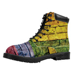LGBT Pride Rainbow Brick Wall Print Work Boots