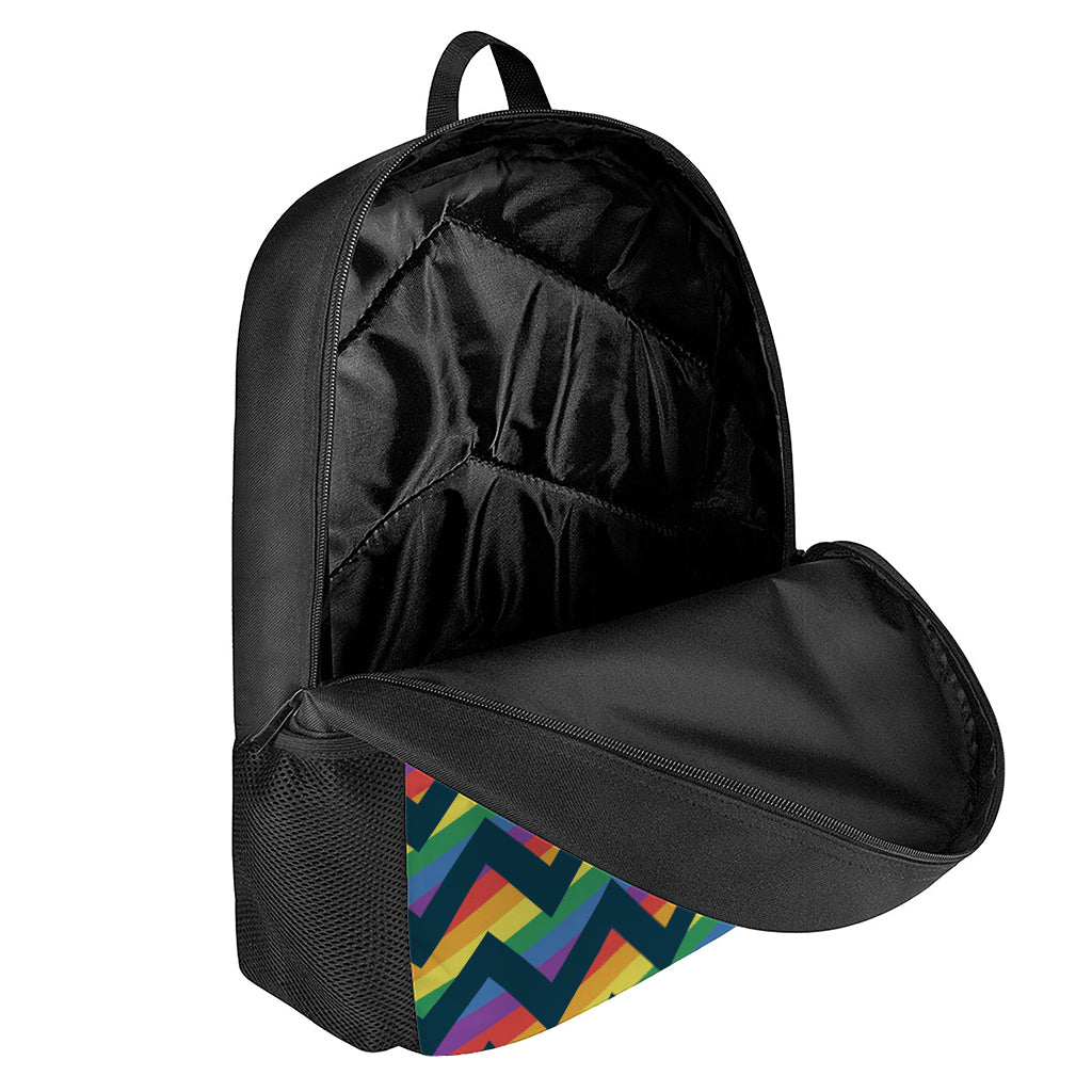 LGBT Pride Rainbow Chevron Pattern Print 17 Inch Backpack
