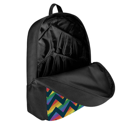 LGBT Pride Rainbow Chevron Pattern Print 17 Inch Backpack
