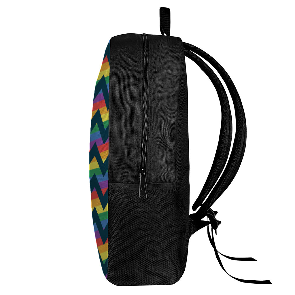 LGBT Pride Rainbow Chevron Pattern Print 17 Inch Backpack