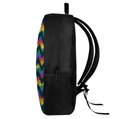 LGBT Pride Rainbow Chevron Pattern Print 17 Inch Backpack