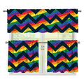 LGBT Pride Rainbow Chevron Pattern Print 3 Piece Kitchen Curtains