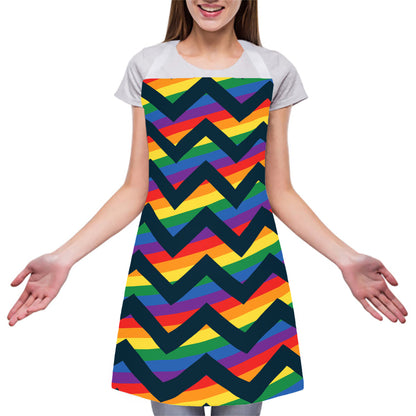 LGBT Pride Rainbow Chevron Pattern Print Adjustable Apron