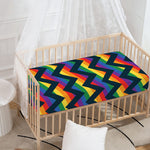 LGBT Pride Rainbow Chevron Pattern Print Baby Crib Sheet