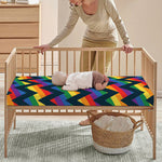 LGBT Pride Rainbow Chevron Pattern Print Baby Crib Sheet