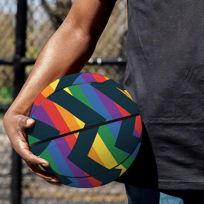 LGBT Pride Rainbow Chevron Pattern Print Basketball