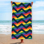 LGBT Pride Rainbow Chevron Pattern Print Beach Towel