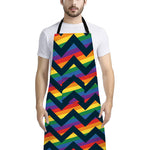 LGBT Pride Rainbow Chevron Pattern Print Bib Apron With Pocket