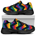 LGBT Pride Rainbow Chevron Pattern Print Black Chunky Shoes