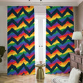 LGBT Pride Rainbow Chevron Pattern Print Dimout Pencil Pleat Curtains