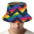 LGBT Pride Rainbow Chevron Pattern Print Bucket Hat