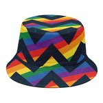 LGBT Pride Rainbow Chevron Pattern Print Bucket Hat