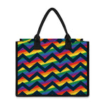LGBT Pride Rainbow Chevron Pattern Print Canvas Tote Bag