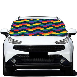 LGBT Pride Rainbow Chevron Pattern Print Car Windshield Snow Cover