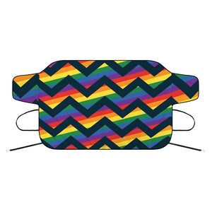 LGBT Pride Rainbow Chevron Pattern Print Car Windshield Snow Cover