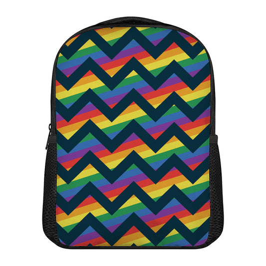 LGBT Pride Rainbow Chevron Pattern Print Casual Backpack