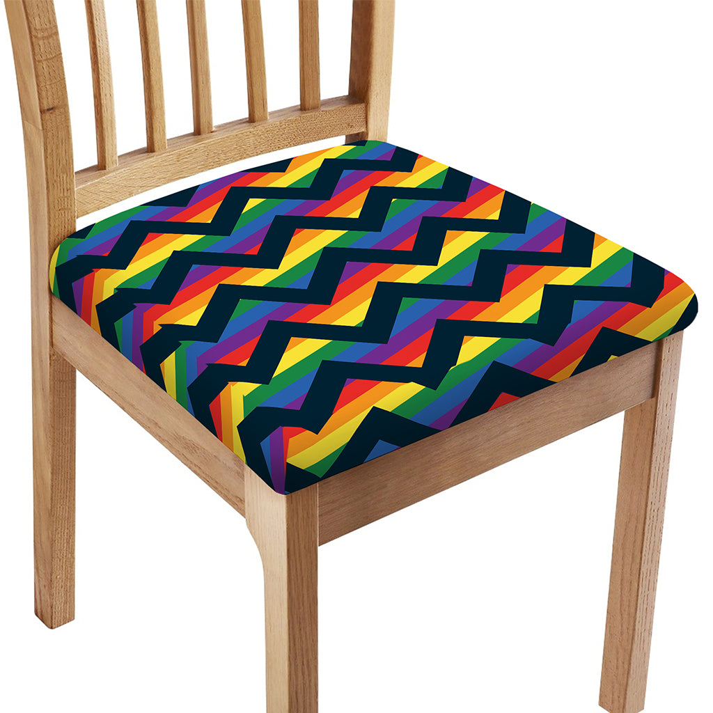 LGBT Pride Rainbow Chevron Pattern Print Chair Cushion Cover