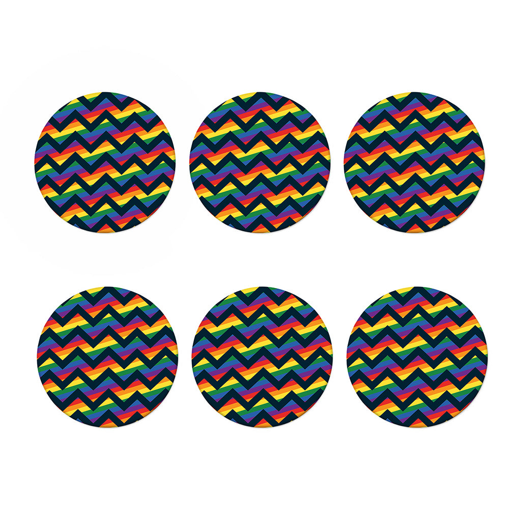 LGBT Pride Rainbow Chevron Pattern Print Coaster Set