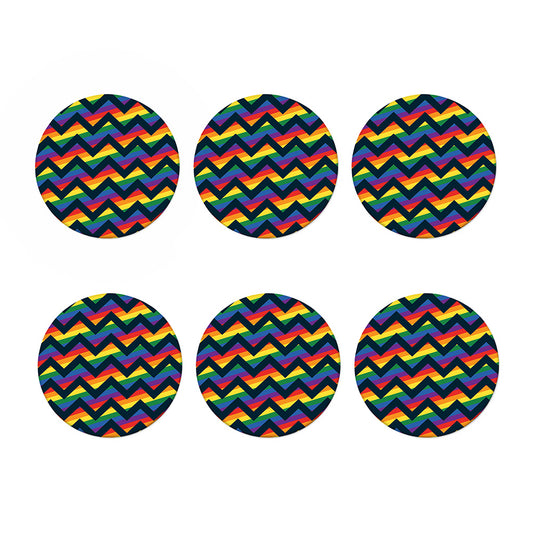 LGBT Pride Rainbow Chevron Pattern Print Coaster Set